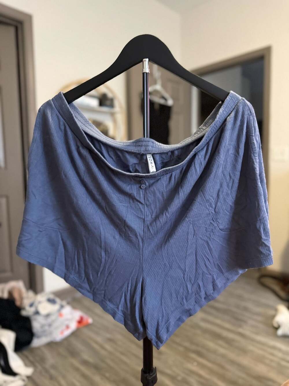 Soma Lounge Shorts Size XL Blue Ribbed Knit Pajama Sleepwear